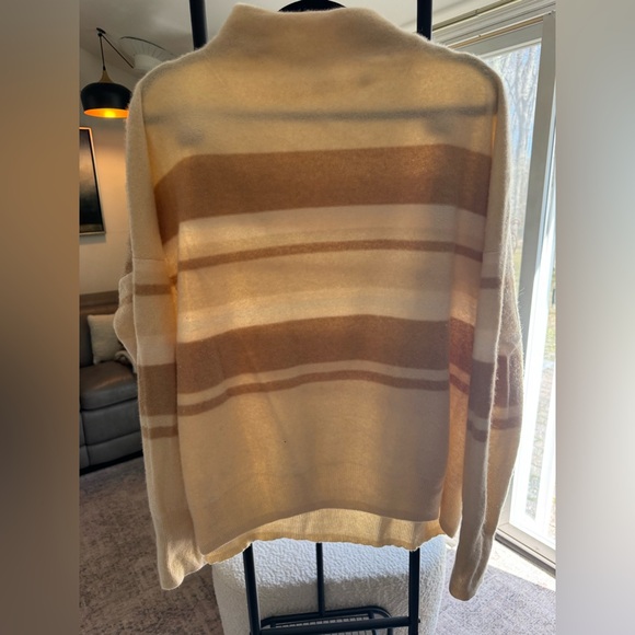 Vince Sweaters - Vince Cream and Brown Striped Cashmere Sweater